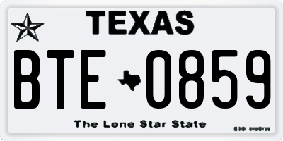 TX license plate BTE0859