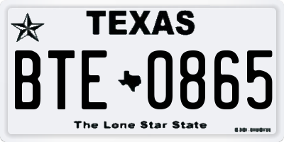 TX license plate BTE0865