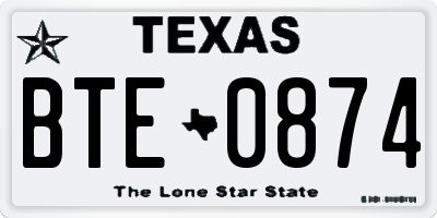TX license plate BTE0874