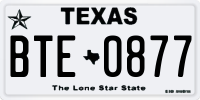 TX license plate BTE0877