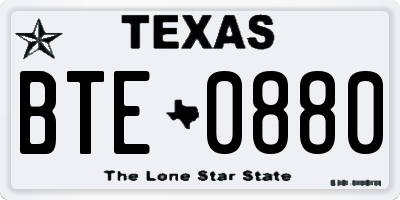 TX license plate BTE0880