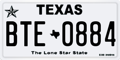 TX license plate BTE0884