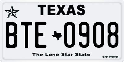 TX license plate BTE0908