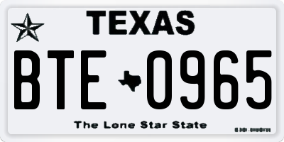 TX license plate BTE0965