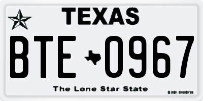 TX license plate BTE0967