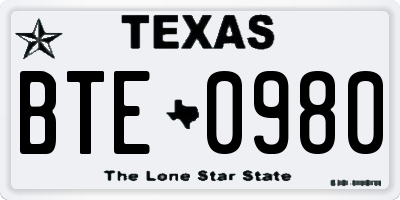 TX license plate BTE0980