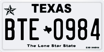 TX license plate BTE0984