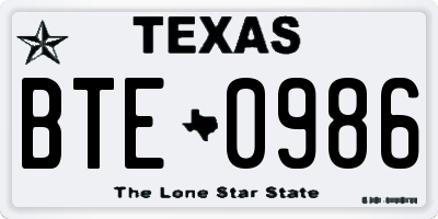 TX license plate BTE0986
