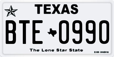 TX license plate BTE0990