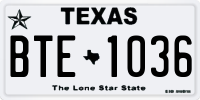 TX license plate BTE1036