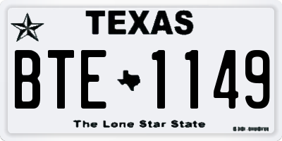TX license plate BTE1149