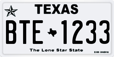 TX license plate BTE1233