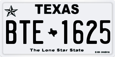 TX license plate BTE1625