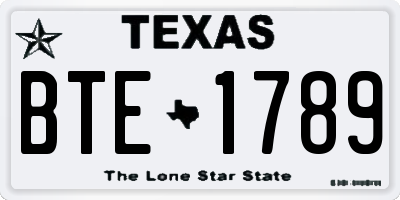 TX license plate BTE1789
