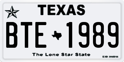TX license plate BTE1989