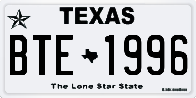 TX license plate BTE1996