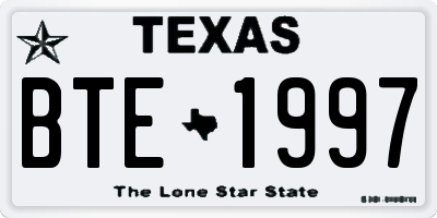 TX license plate BTE1997