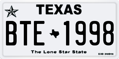 TX license plate BTE1998