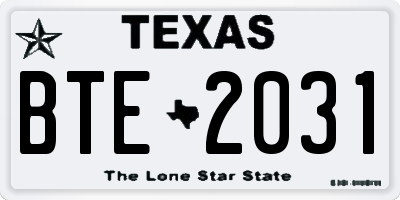 TX license plate BTE2031