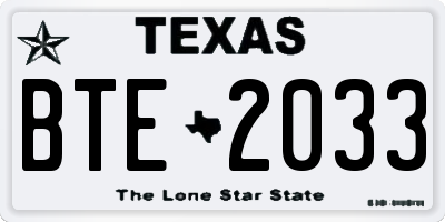 TX license plate BTE2033