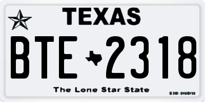 TX license plate BTE2318