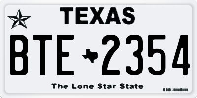 TX license plate BTE2354