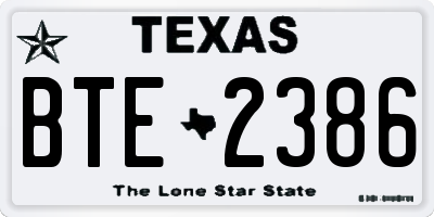TX license plate BTE2386