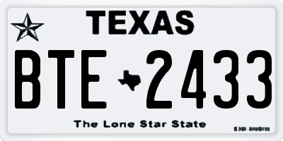 TX license plate BTE2433