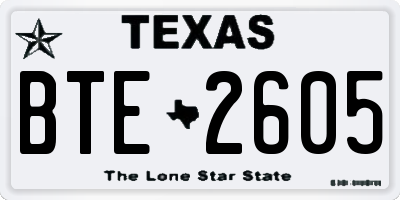 TX license plate BTE2605