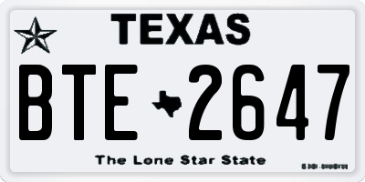 TX license plate BTE2647