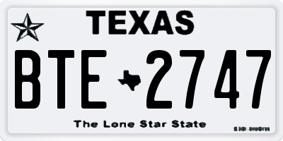 TX license plate BTE2747