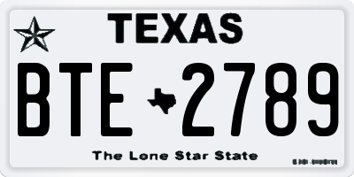 TX license plate BTE2789