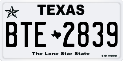 TX license plate BTE2839