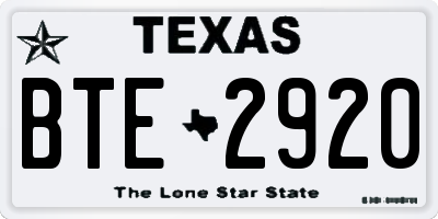 TX license plate BTE2920