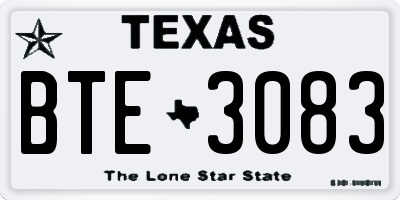 TX license plate BTE3083