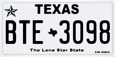 TX license plate BTE3098
