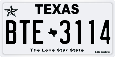 TX license plate BTE3114