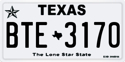 TX license plate BTE3170
