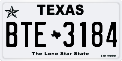 TX license plate BTE3184