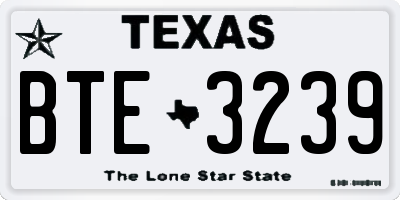 TX license plate BTE3239