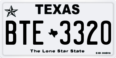 TX license plate BTE3320