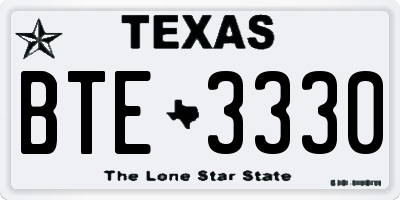 TX license plate BTE3330