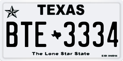 TX license plate BTE3334