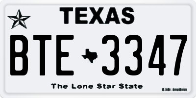 TX license plate BTE3347