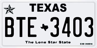 TX license plate BTE3403