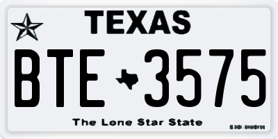 TX license plate BTE3575