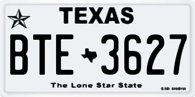 TX license plate BTE3627