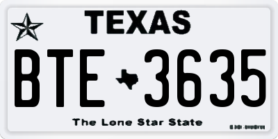 TX license plate BTE3635