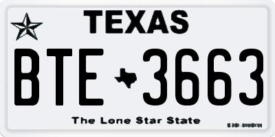 TX license plate BTE3663