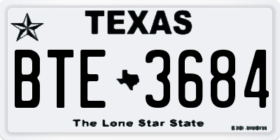 TX license plate BTE3684